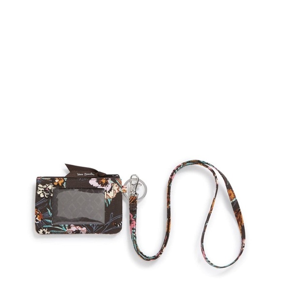 Vera Bradley Bali Jungle Black Floral ID and Card Holder Wallet and Lanyard NWOT - Picture 1 of 5
